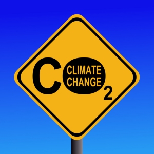 warning Climate change CO2 emissions sign illustration